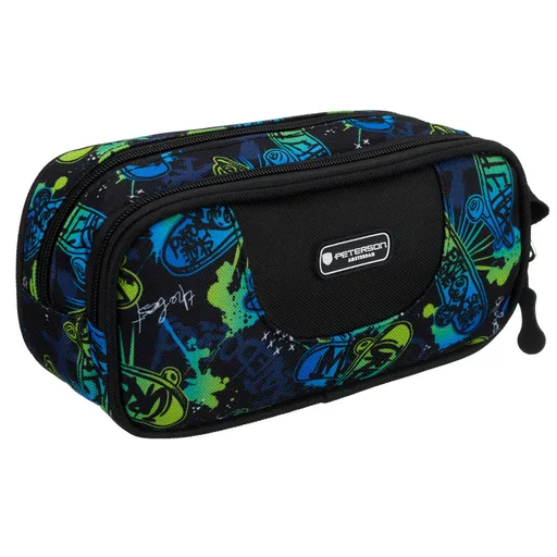 Školský polyesterový peračník s motívom skateboardov – dvojkomorový, štýlový a praktický