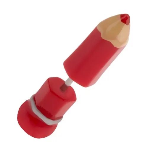 Falošný plug do ucha z akrylu, červená ceruzka