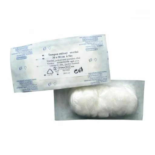 STERIWUND Tampón stáčaný z gázy sterilný 30 x 30 cm 5 kusov