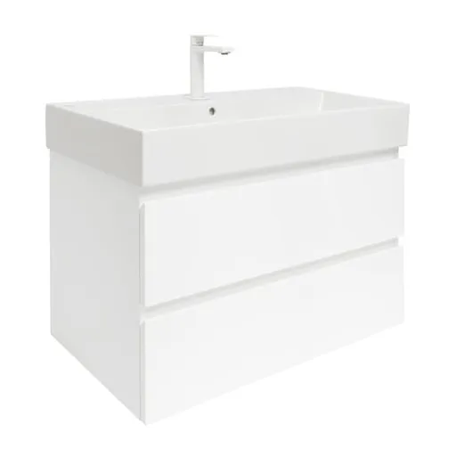 Kúpeľňová skrinka s umývadlom SAT B-Way 79x50x45 cm biela lesklá BWAY280WU2BBI