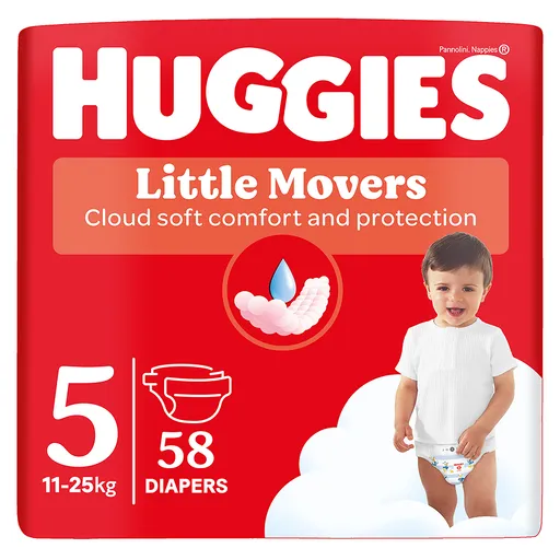 HUGGIES Detské plienky Little Movers 5 veľkosť 11-25 kg 58 kusov