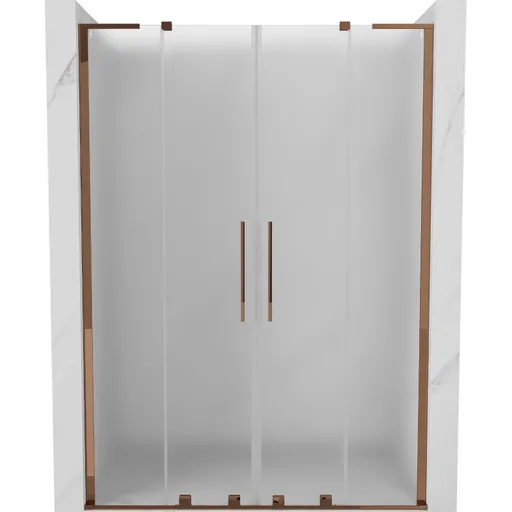 MEXEN/S - Velar L Duo posuvné sprchové dvere 160, dekor, ružové zlato 871-160-003-32-60