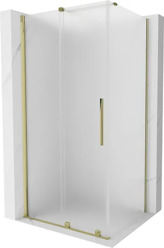MEXEN/S - Velár sprchovací kút, posuvné dvere 140 x 100, dekor, zlato 871-140-100-31-50