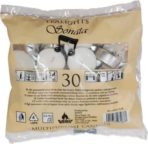 ADMIT - Sviečky čajové 30ks bez vône