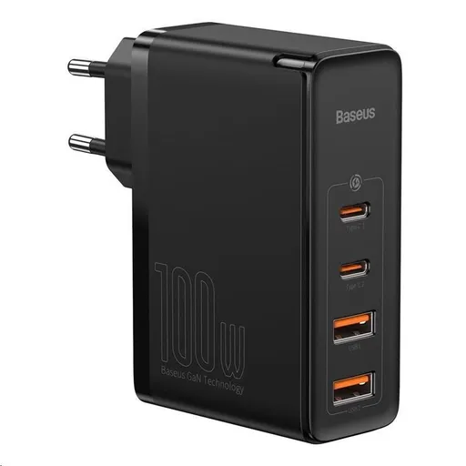Baseus GaN2 Pre rýchlonabíjací adaptér 2x Type-C + 2x USB-A 100W čierna