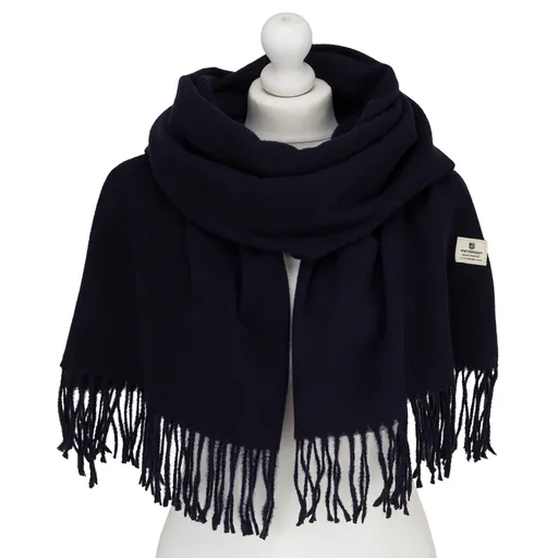 Dámsky tmavomodrý šál so strapcami