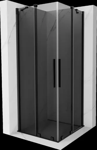 MEXEN/S - Velar Duo sprchovací kút, posuvné dvere 80 x 80, grafit, čierna 871-080-080-42-70
