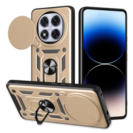 RING CAMERA Kryt s držiakom pre Xiaomi Redmi Note 14 Pro+ 5G zlatý