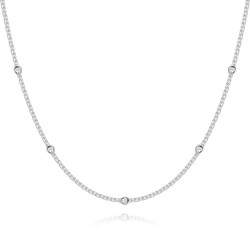 Strieborný 925 náhrdelník - zrezané guličky, tenké podlhovasté očká
