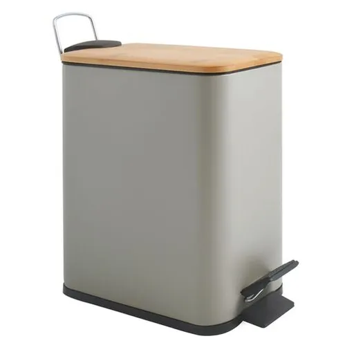 Spirella Spirella pedálový odpadkový kôš erik šedo-hnedá oceľ bambusové veko 5 l 10.22583