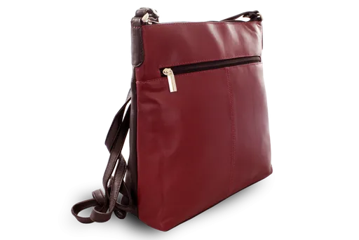 Burgundy-čierna kožená zipsová kabelka 212-3015-60/34