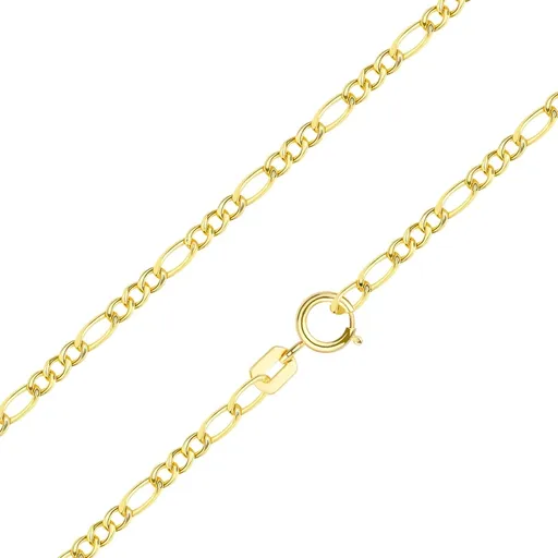 Retiazka zo žltého zlata 585 - vzor Figaro, tri oválne a jedno podlhovasté očko, 450 mm