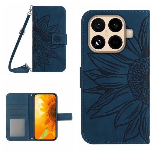 ART SUNFLOWER Peňaženkový kryt so šnúrkou pre Xiaomi 15T Pro modrý