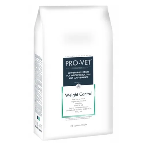 PRO-VET Weight control granule pre psov na zníženie hmotnosti 1 ks, Hmotnosť balenia (g): 7,5 kg