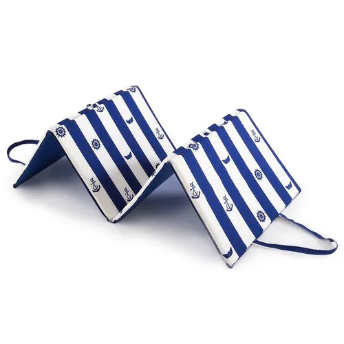 B.E.S. Petrovice Plážové ležadlo, modrobiele pruhy s potlačou