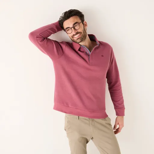 Hrejivá mikina s polo golierom a výšivkou