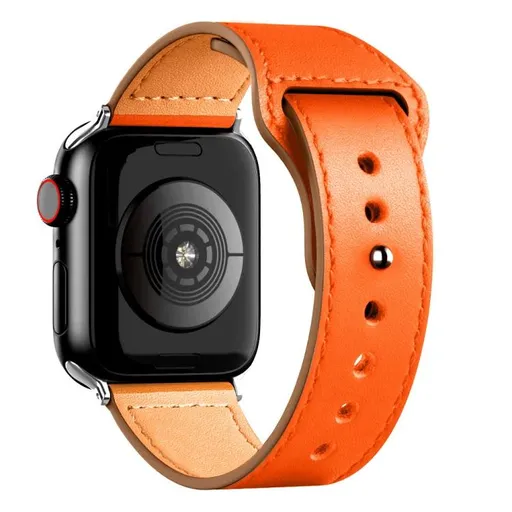 REVERSA Kožený remienok pre Apple Watch 38 / 40 / 41 / Apple Watch 10 / 11 42mm oranžový