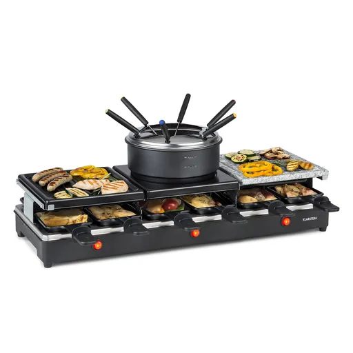 Klarstein Fonduelette XL, raclette gril s fondue 3 v 1, 1650 W, prírodný kameň, pre 6 osôb