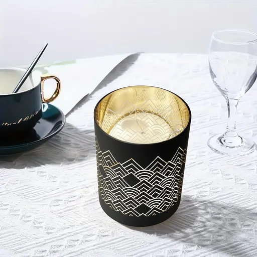 Gilde LED Skleněný svícen Barca, černý