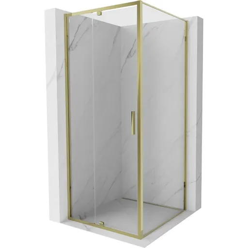 MEXEN/S - Exo sprchovací kút dvere krídlové 90 x 90, transparent, zlato 819-090-090-50-00
