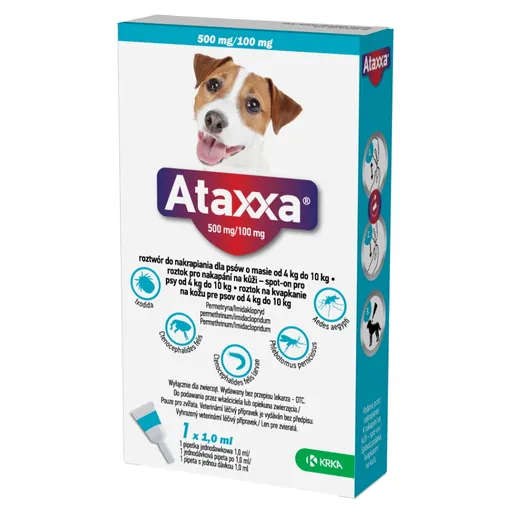 ATAXXA 500 mg/100 mg roztok na kvapkanie na kožu pre psov od 4 kg do 10 kg 1 pipeta