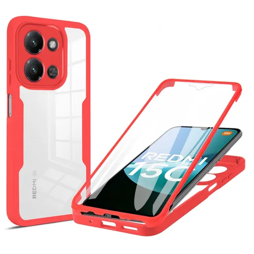 DUAL Obojstranný kryt s fóliou Xiaomi Redmi 15C / Redmi 15C 5G červený