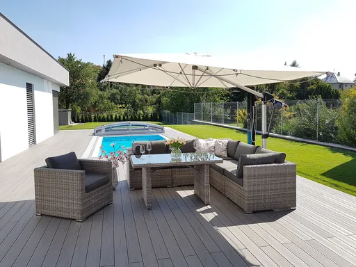 DEOKORK Ratanová variabilná zostava jedálenský SEVILLA pre 6 osôb (sivá)