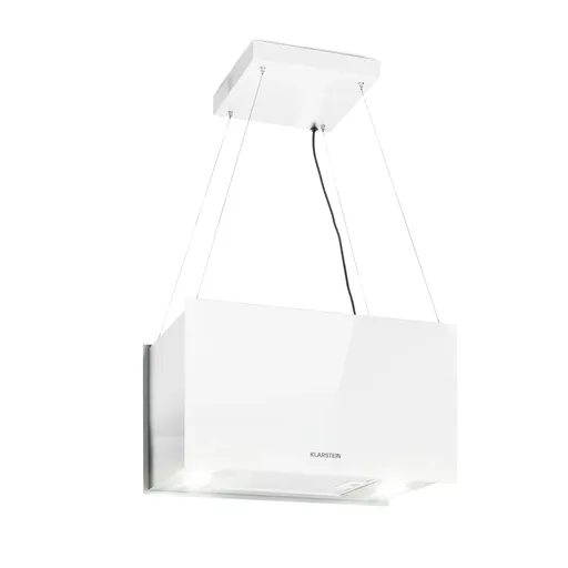 Klarstein Kronleuchter L, digestor, 60 cm, ostrovčekový, 590 m³/h, dotykové ovládanie, LED, biely