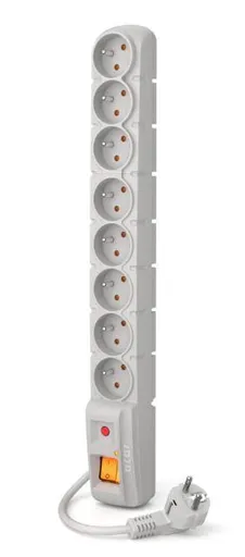 Acar S8 1,5m kábel, 8 zásuviek, sivá