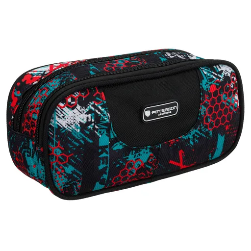 Školský polyesterový peračník s farebným vzorom – dvojkomorový, praktický a štýlový