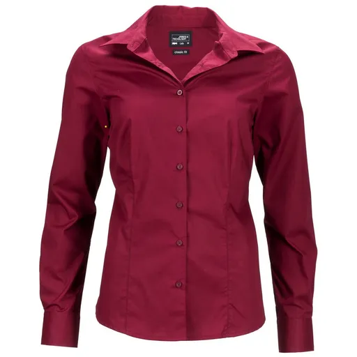 James & Nicholson (Daiber) Dámska košeľa s dlhým rukávom JN641 - Vínová | XS