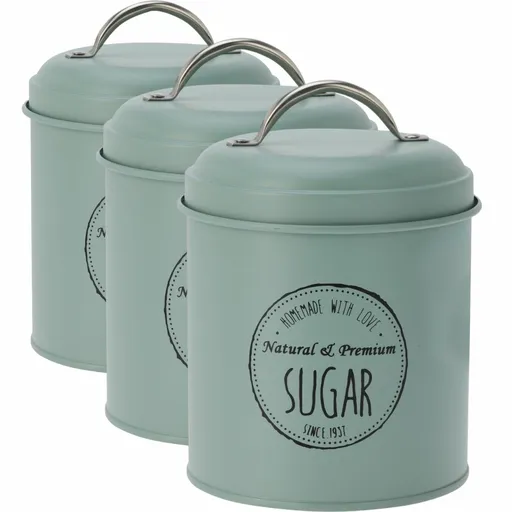 Excellent Houseware Súprava plechových dóz na potraviny 11 x 16 cm, 3 ks, zelená, S