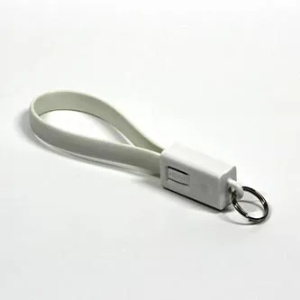 USB kabel (2.0), USB A samec - microUSB samec, 0.2m, biely, kľúčenka, DOPRODEJ