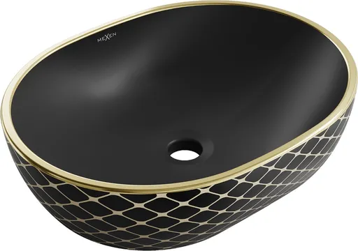 MEXEN - Viki umývadlo na dosku 48 x 35, čierna mat/zlatá vzor 21054879