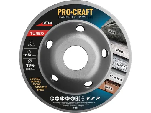 Diamantový brúsny kotúč 125 mm PROCRAFT WT125 Turbo