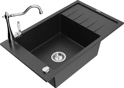 MEXEN/S MEXEN/S - Elias granitový drez 1-miska vrátane batérie Carla, čierna/strieborná metalík 6511-73-670700-00