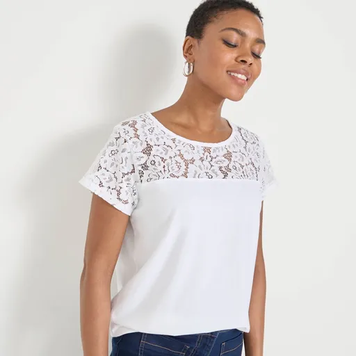 Tričko s krátkymi rukávmi a čipkou