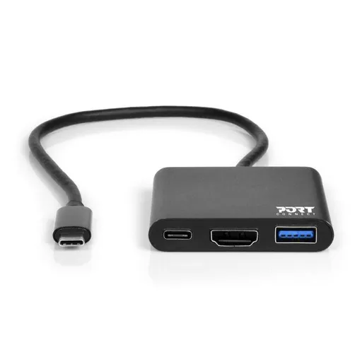PORT HUB USB-C, HDMI 1X 4K + USB-A + USB-C, čierna