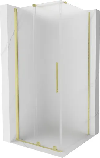 MEXEN/S - Velár sprchovací kút, posuvné dvere 120 x 120, dekor, zlato kartáčovaná 871-120-120-31-55