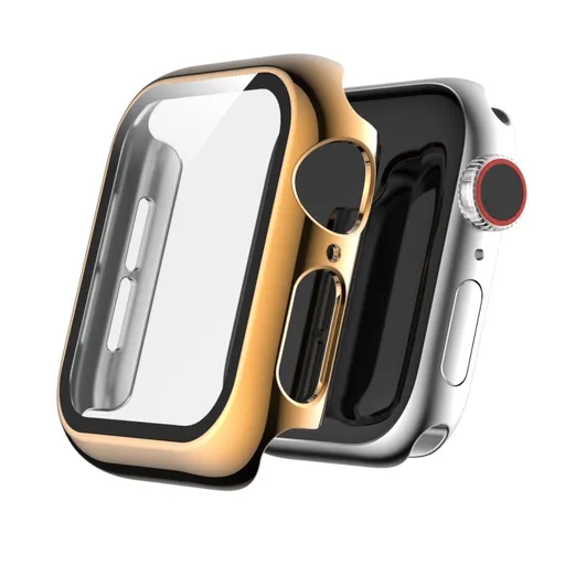 PC FULL COVER Plastový kryt so sklom pre Apple Watch 6 / SE / 5 / 4 (44mm) ružovozlatý