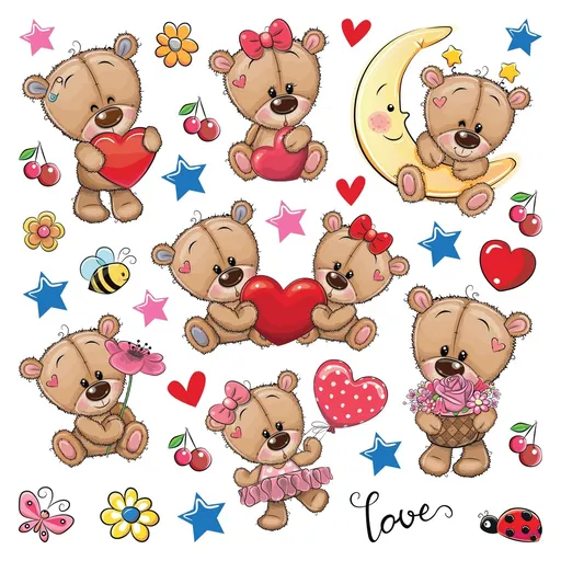 Samolepiaca dekorácia Medvedíky, 30 x 30 cm