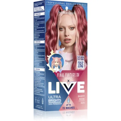 Schwarzkopf LIVE Ultra Brights or Pastel semipermanentná farba na vlasy odtieň 025 Dusty Rose 1 ks
