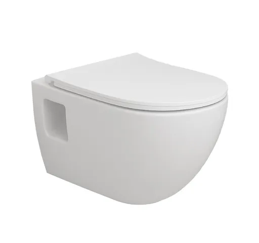 OLSEN SPA - Závesné WC TIBERA RIMLESS, so sedadlom Soft-close, priznaná montáž OLKZT1055