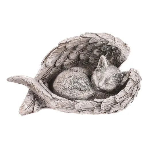 Pietna dekorácia Mačka v krídlach, polyresin, sivá, 13 x 7 x 8 cm