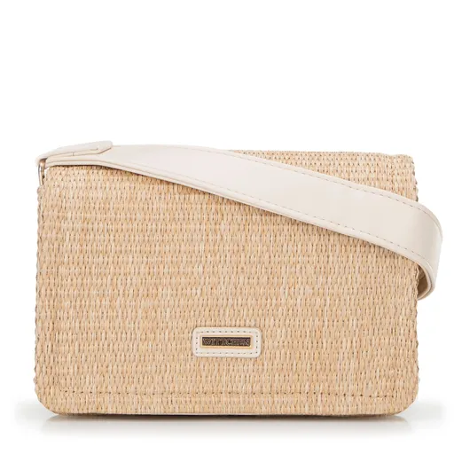 Dámska crossbody z výpletu béžovo-krémová 100-4Y-405-90