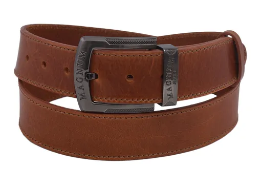 Pánsky kožený opasok 740-40-90 koňak šitý pracka Magnum