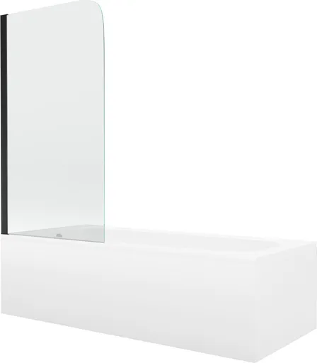 MEXEN/S - Vega obdĺžniková vaňa 150 x 70 cm s panelom + vaňová zástena 70, transparent, čierna 550115070X9007017000