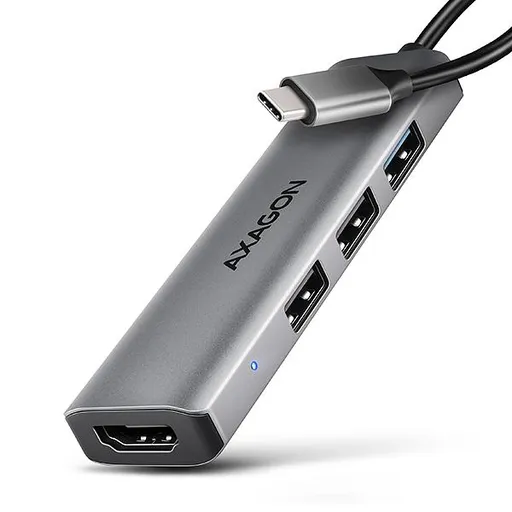 AXAGON HMC-H3A, USB 5Gbps húb, 3x USB-A, HDMI 4k/30Hz, kábel USB-C 15cm