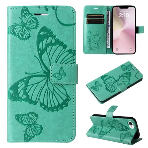 ART BUTTERFLY Peňaženkový obal pre Apple iPhone 16e zelený