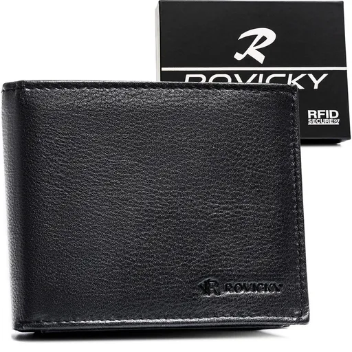 Pánska kožená peňaženka – veľká čierna RFID